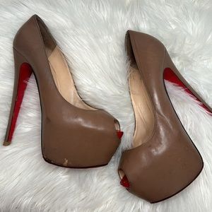 Christian Louboutin Highness 160 Taupe Peep-Toe Heels